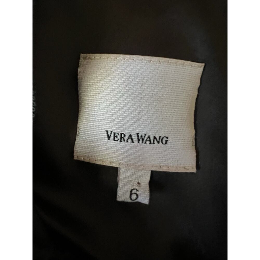VERA WANG VTG Y2K Brown Chiffon Ruffle Grosgrain Ribbon Neck Babydoll Dress 6 - Picture 8 of 14